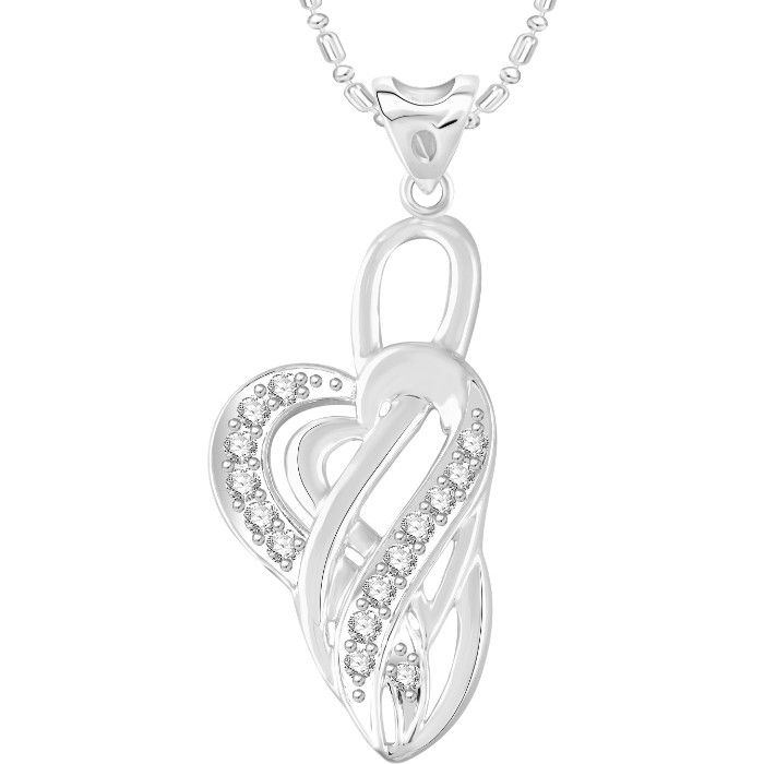 Buy Srikara Alloy Rhodium Plated CZ / AD Heart Fashion Jewellery Pendant with Chain - SKP2753R - Purplle