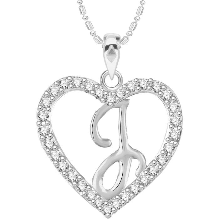 Buy Srikara Alloy Rhodium Plated CZ/AD Alphabet "J" in Heart Fashion Jewelry Pendant - SKP2300R - Purplle