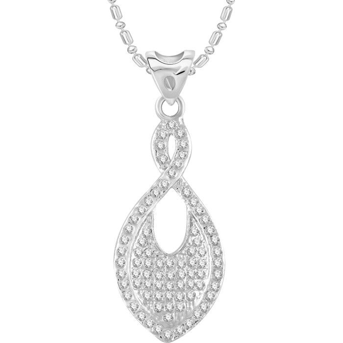 Buy Srikara Alloy Rhodium Plated CZ/AD Fish Shape Fashion Jewelry Pendant with Chain - SKP2736R - Purplle