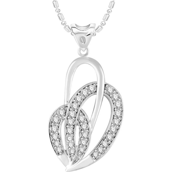 Buy Srikara Alloy Rhodium Plated CZ / AD Heart Fashion Jewellery Pendant with Chain - SKP2750R - Purplle