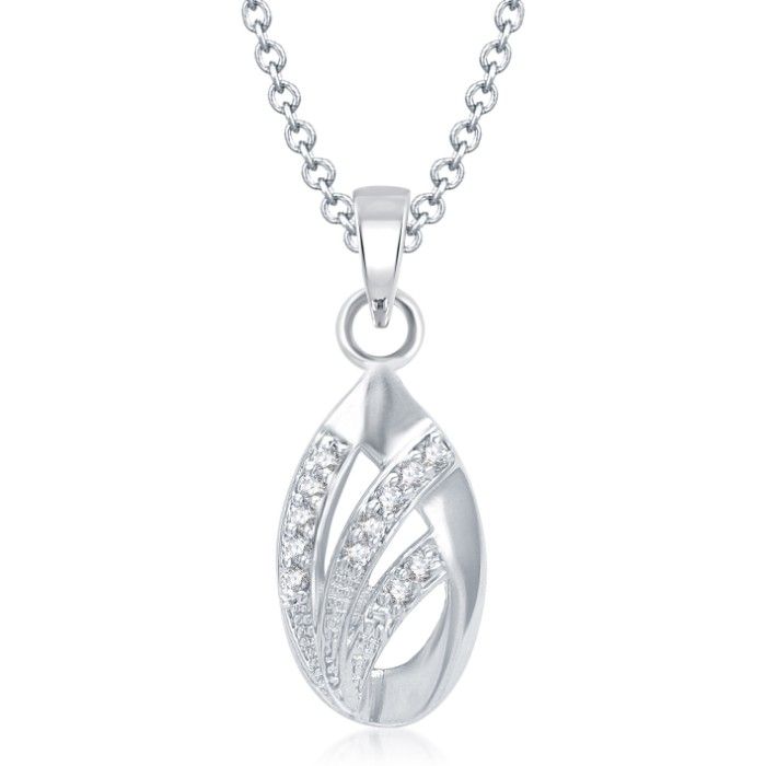 Buy Srikara Alloy Rhodium Plated CZ/AD Petal Shaped Fashion Jewellery Pendant Chain - SKP1070RA - Purplle