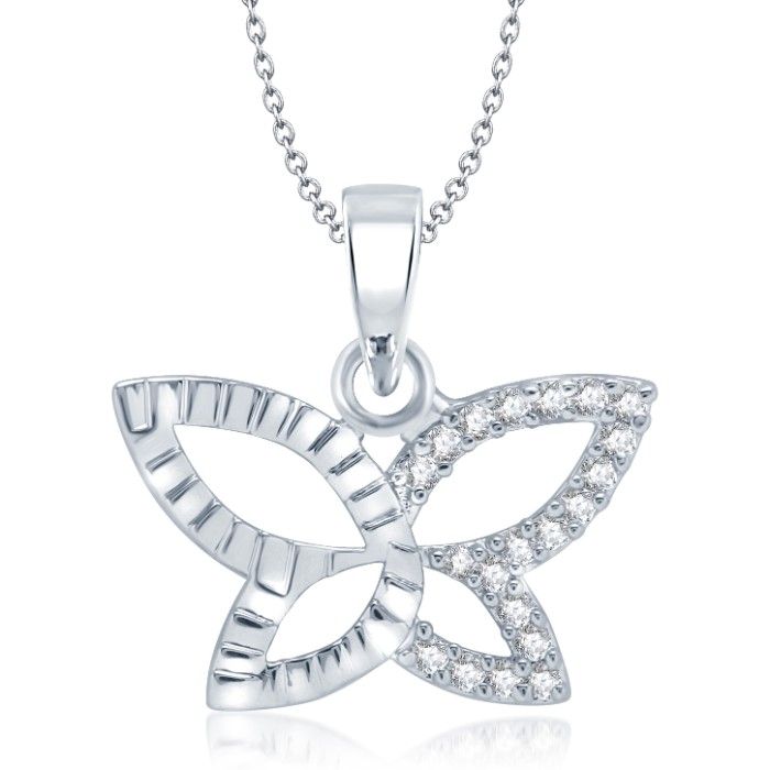 Buy Srikara Alloy Rhodium Plated CZ / AD Fashion Jewellery Pendant with Chain - SKP1033R - Purplle