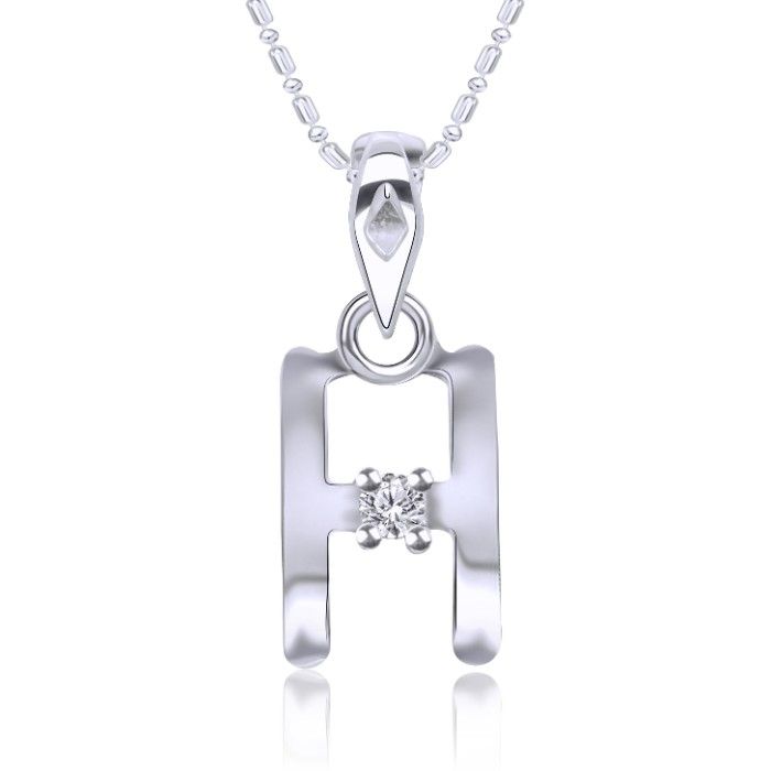 Buy Srikara Alloy Rhodium Plated CZ / AD Initial "H" Alphabet Pendant with Chain - SKP2809R - Purplle