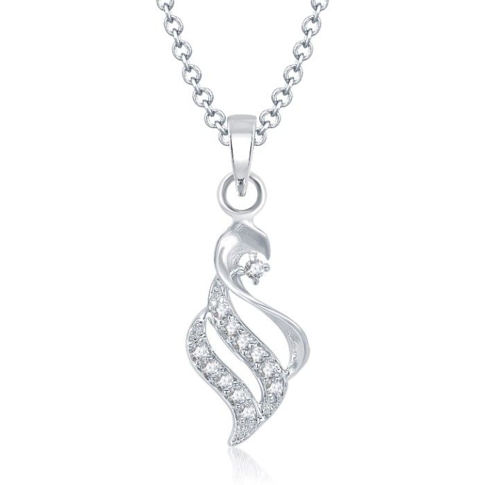 Buy Srikara Alloy Rhodium Plated CZ/AD MarvellousFashion Jewelry Pendant with Chain - SKP1067R - Purplle