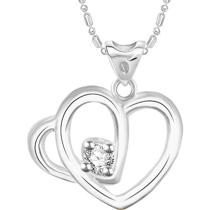 Buy Srikara Alloy Couple Heart Single CZ / AD Fashion Jewellery Pendant with Chain - SKP2863R - Purplle