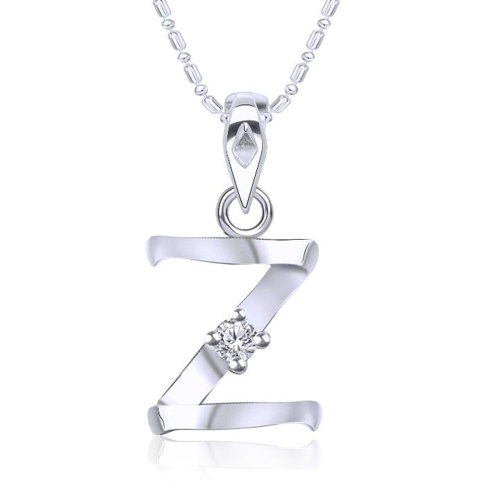 Buy Srikara Alloy Rhodium Plated CZ / AD Initial "Z" Alphabet Pendant with Chain - SKP2827R - Purplle