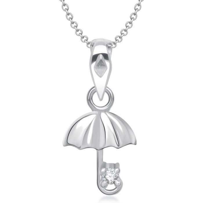Buy Srikara Alloy Rhodium Plated CZ/AD Rainy Day Umbrella Fashion Jewelry Pendant - SKP1321R - Purplle