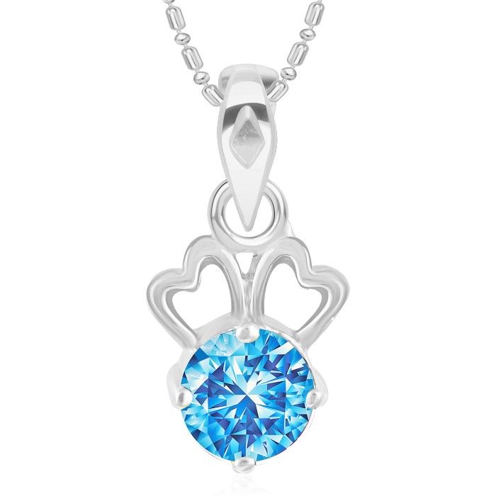 Buy Srikara Alloy CZ / AD Couple Heart Aqua Fashion Jewellery Pendant with Chain - SKP2910R - Purplle