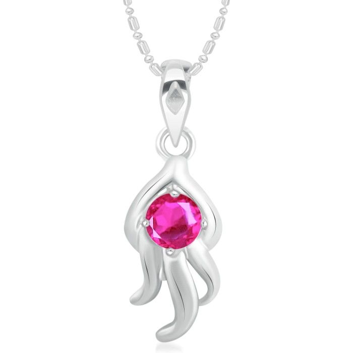 Buy Srikara Alloy CZ / AD Floral Pink Solitaire Fashion Jewelry Pendant with Chain - SKP3011R - Purplle