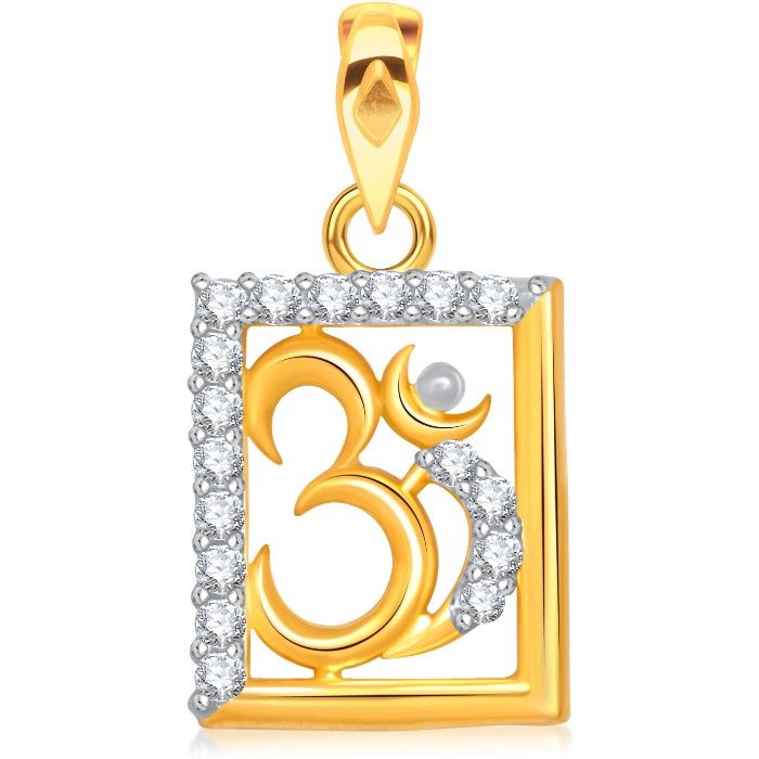 Buy Srikara Alloy Gold Plated CZ / AD Om Fashion Jewellery Pendant with Chain - SKP1564G - Purplle