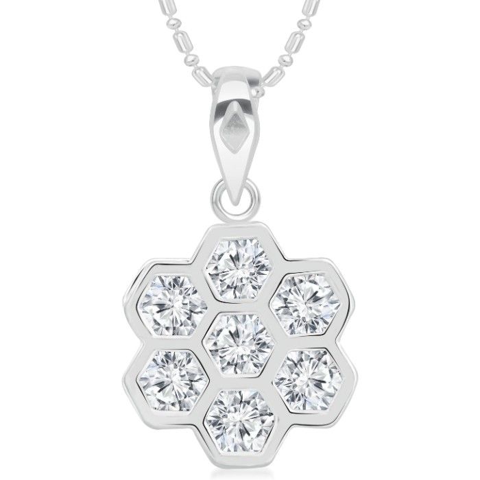 Buy Srikara Alloy Rhodium Plated Floral AD/CZ Studded Fashion Jewelry Pendant Chain - SKP2974R - Purplle