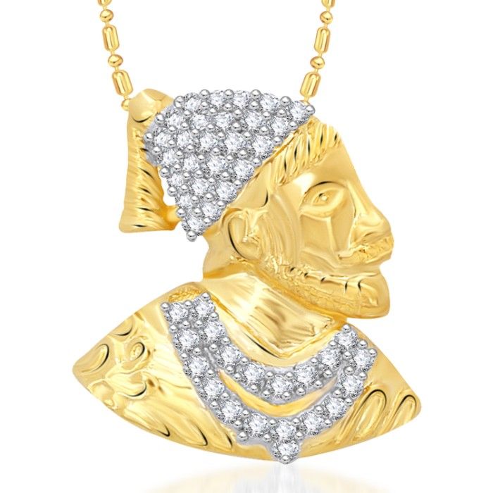Buy Srikara Alloy Gold Plated CZ/AD Shivaji Maharaj Fashion Jewellery Pendant Chain - SKP1941G - Purplle