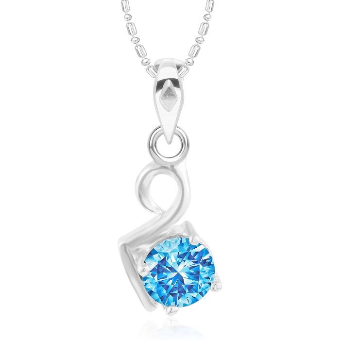 Buy Srikara Alloy CZ / AD Swan Pattern Drop Aqua Fashion Jewelry Pendant with Chain - SKP2900R - Purplle