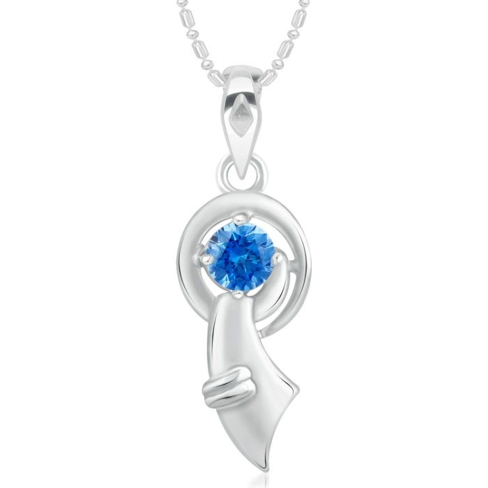 Buy Srikara Alloy CZ / AD Circular Anchor Blue Fashion Jewellery Pendant with Chain - SKP3008R - Purplle