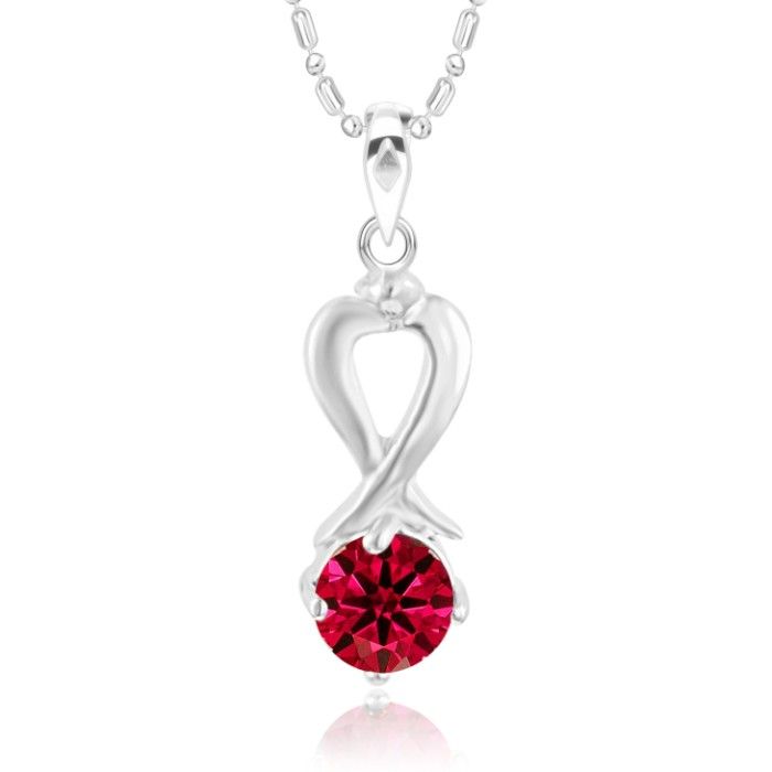 Buy Srikara Alloy CZ / AD Heart Drop Red Solitaire Fashion Jewellery Pendant Chain - SKP2899R - Purplle