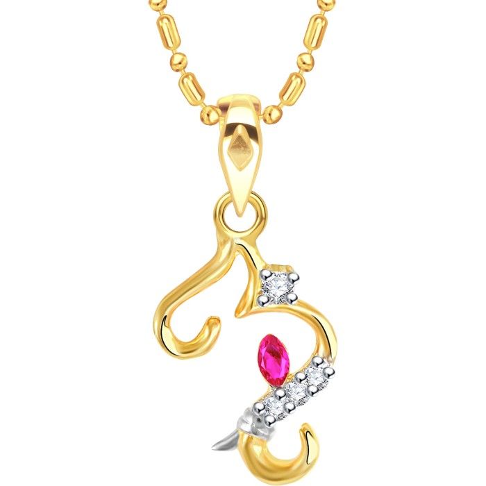 Buy Srikara Alloy Gold Plated CZ Ganesh Initial Letter "M" Fashion Jewellery Pendant - SKP2248G - Purplle