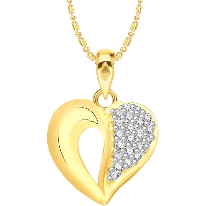 Buy Srikara Alloy Gold Plated CZ / AD Open Heart Fashion Jewelry Pendant with Chain - SKP2552G - Purplle