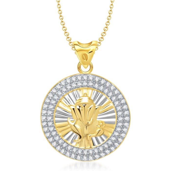 Buy Srikara Alloy Gold Plated CZ Shree Siddhivinayak Fashion Jewelry Pendant Chain - SKP1314G - Purplle