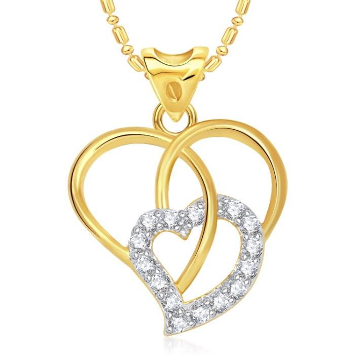 Buy Srikara Alloy Gold Plated CZ/AD Filigree Heart Valentine Fashion Jewelry Pendant - SKP1673G - Purplle