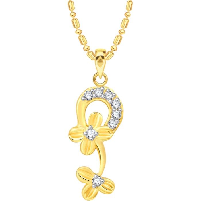 Buy Srikara Alloy Gold Plated CZ / AD Floral Fashion Jewellery Pendant with Chain - SKP2581G - Purplle