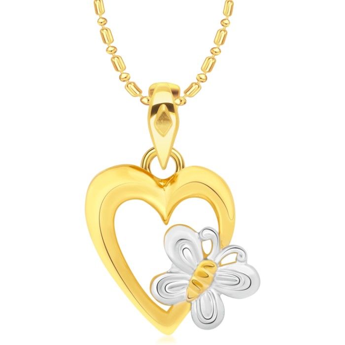 Buy Srikara Alloy Gold Plated CZ/AD Butterfly Heart Fashion Jewellery Pendant Chain - SKP2165G - Purplle