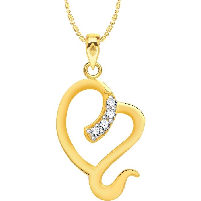 Buy Srikara Alloy Gold Plated CZ / AD Heart Fashion Jewellery Pendant with Chain - SKP2551G - Purplle