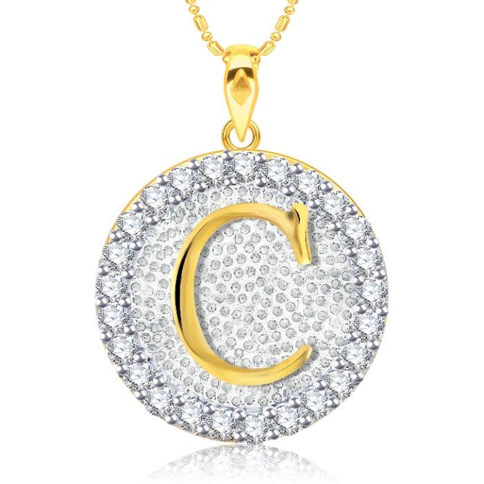 Buy Srikara Alloy Gold Plated CZ/AD Initial Letter C Fashion Jewellery Pendant Chain - SKP2186G - Purplle
