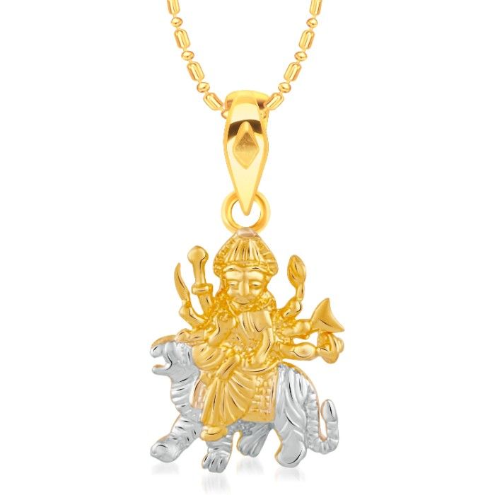 Buy Srikara Alloy Gold Plated CZ / AD Maa Durga Fashion Jewellery Pendant with Chain - SKP2450G - Purplle