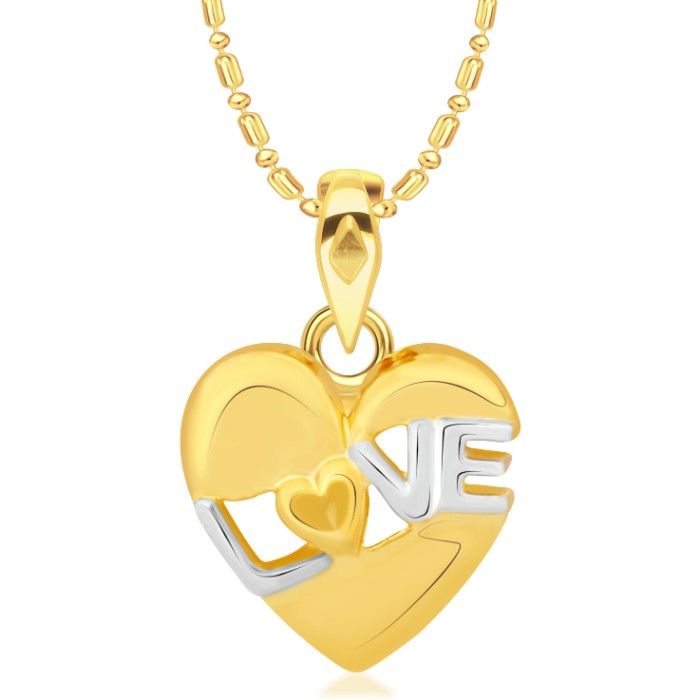 Buy Srikara Alloy Gold Plated CZ / AD Love Heart Fashion Jewelry Pendant with Chain - SKP2167G - Purplle
