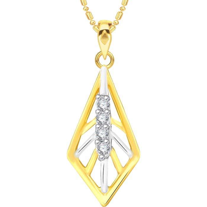 Buy Srikara Alloy Gold Plated CZ / AD Shapely Fashion Jewellery Pendant with Chain - SKP2591G - Purplle