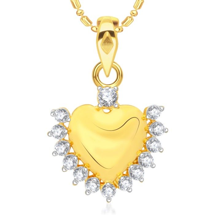 Buy Srikara Alloy Gold Plated CZ/AD Radiant Heart Fashion Jewelry Pendant with Chain - SKP1987G - Purplle