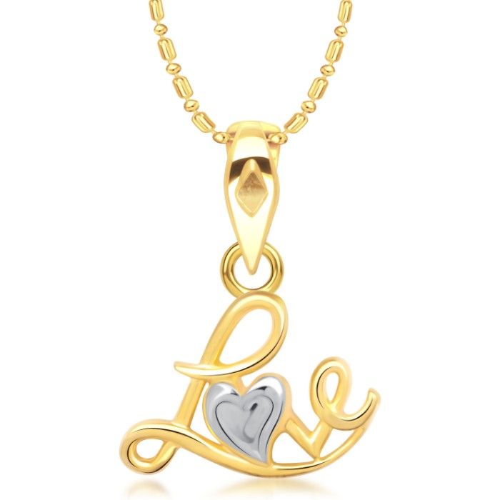 Buy Srikara Alloy Gold Plated CZ / AD Love Fashion Jewellery Pendant with Chain - SKP1343G - Purplle