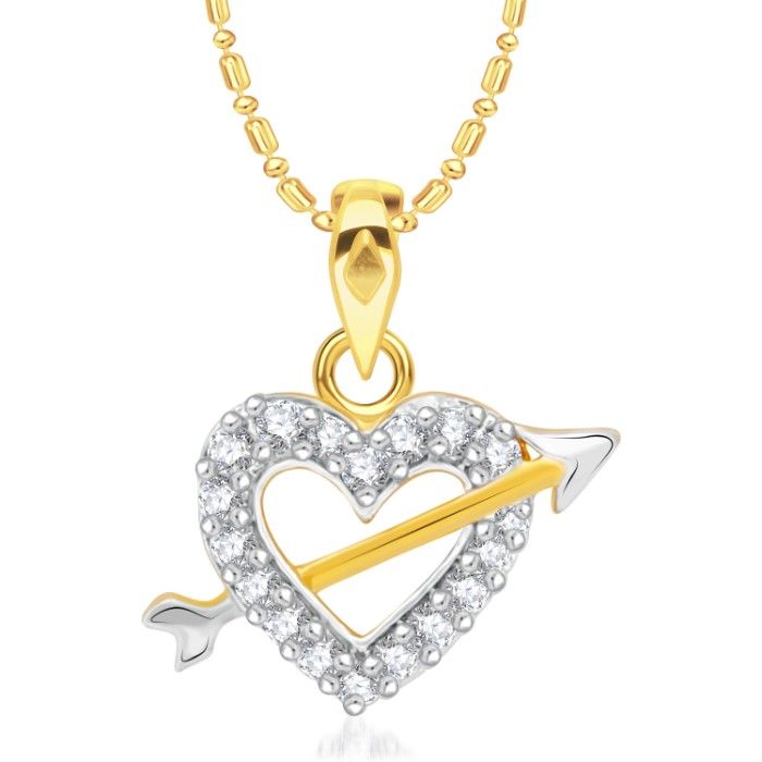 Buy Srikara Alloy Gold Plated CZ/AD Arrow Love Heart Fashion Jewellery Pendant Chain - SKP2172G - Purplle