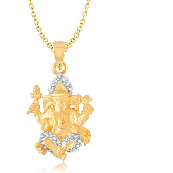 Buy Srikara Alloy Gold Plated CZ / AD Fashion Jewellery Pendant with Chain - SKP1020G - Purplle