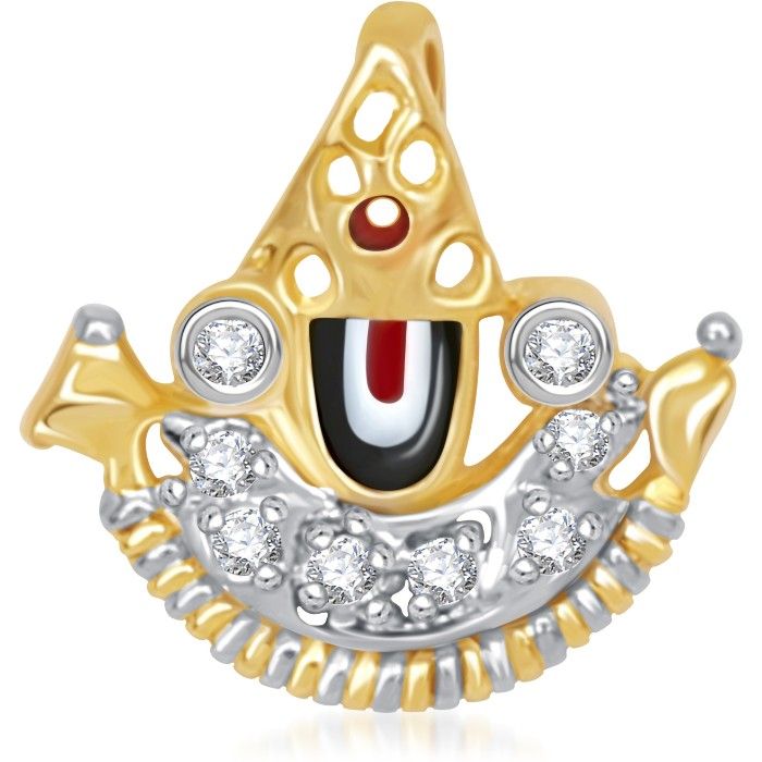 Buy Srikara Alloy Gold Plated CZ / AD Lord Balaji Fashion Jewelry Pendant with Chain - SKP1920G - Purplle