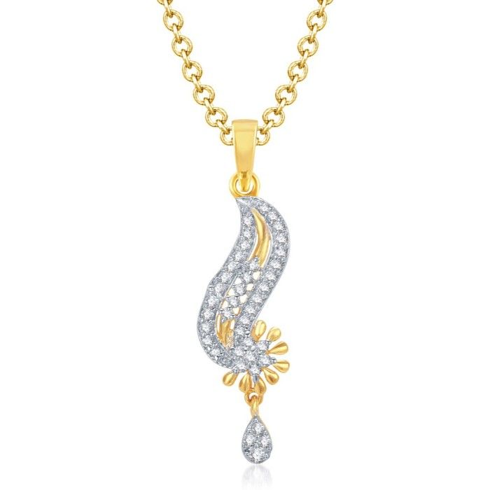 Buy Srikara Alloy Gold Plated AD/CZ Glamoures Fashion Jewelry Pendant with Chain - SKP1075G - Purplle
