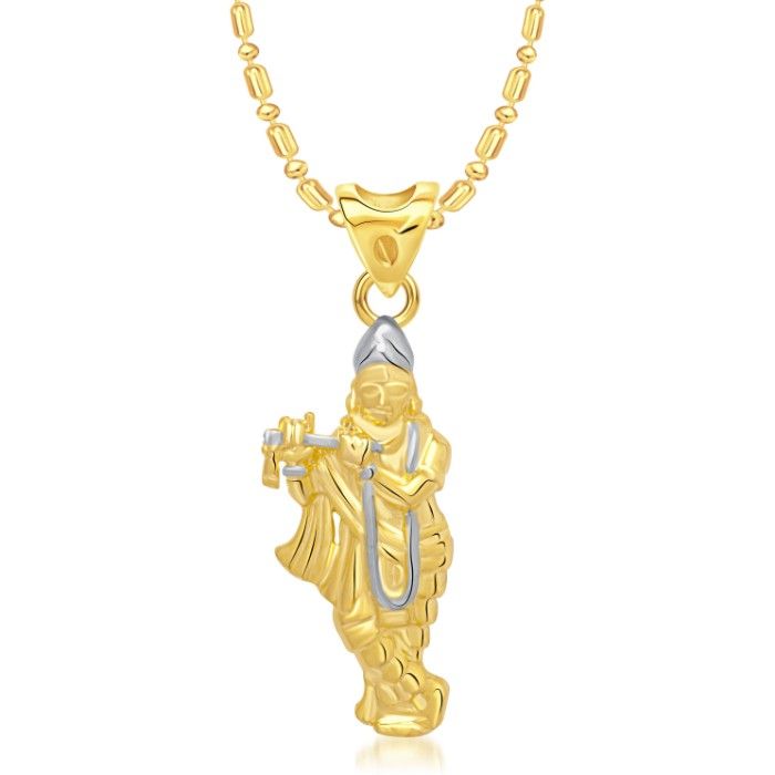 Buy Srikara Alloy Gold Plated CZ/AD Lord Krishna with Flute Fashion Jewelry Pendant - SKP1363G - Purplle