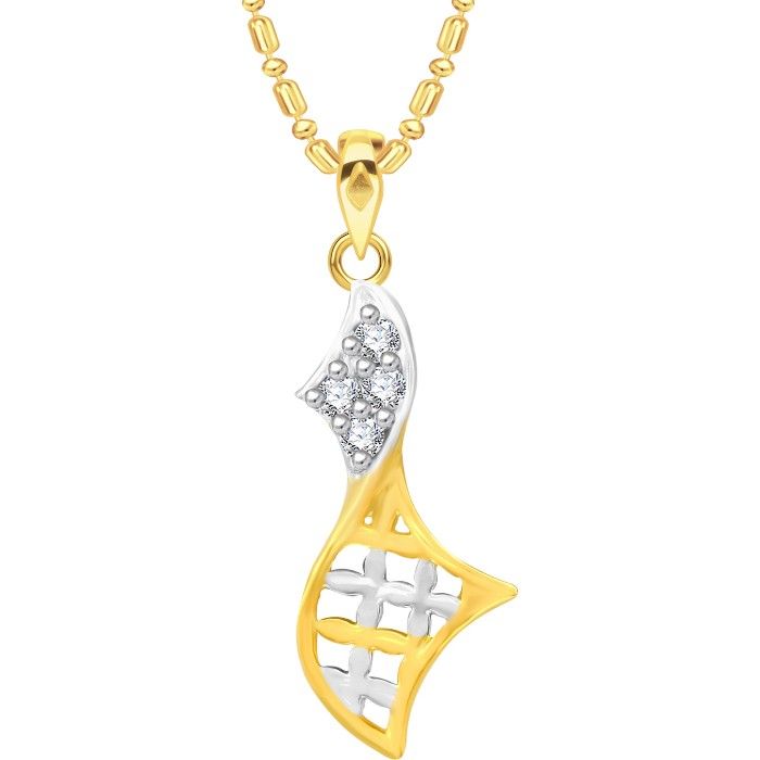 Buy Srikara Alloy Gold Plated CZ / AD Radiant Fashion Jewellery Pendant with Chain - SKP2572G - Purplle