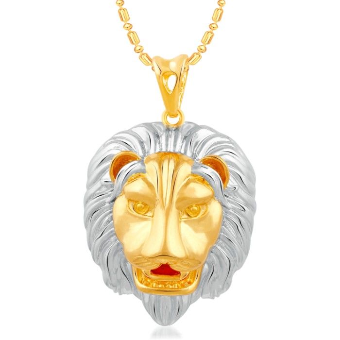 Buy Srikara Alloy Gold Plated CZ / AD Big Lion Fashion Jewellery Pendant with Chain - SKP2341G - Purplle