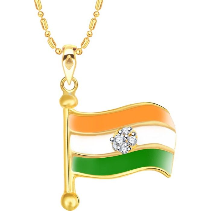 Buy Srikara Alloy Gold Plated CZ / AD India Flag Fashion Jewelry Pendant with Chain - SKP2221G - Purplle
