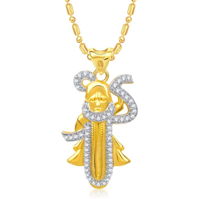 Buy Srikara Alloy Gold Plated CZ/AD Tirupati Balaji Fashion Jewellery Pendant Chain - SKP1403G - Purplle
