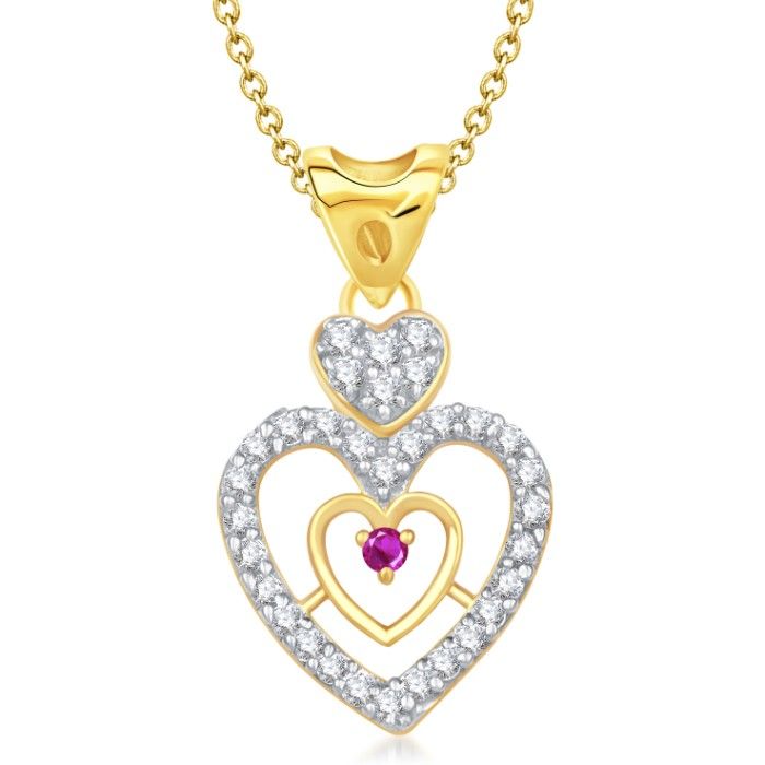 Buy Srikara Alloy Gold Plated CZ/AD Pretty Heart Shape Fashion Jewelry Pendant Chain - SKP1304G - Purplle