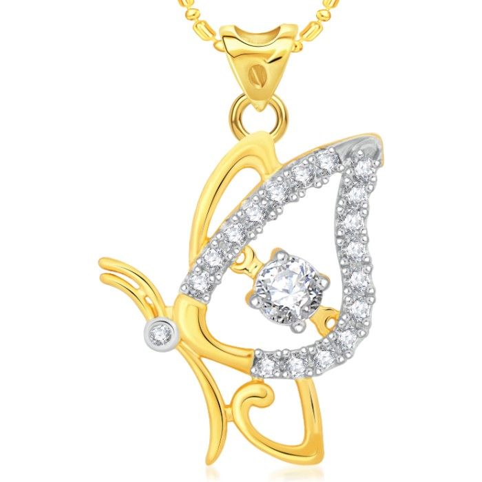 Buy Srikara Alloy Gold Plated CZ / AD Fashion Jewellery Pendant with Chain - SKP2024G - Purplle