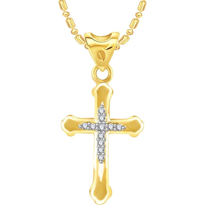 Buy Srikara Alloy Gold Plated CZ / AD Cross Fashion Jewellery Pendant with Chain - SKP2452G - Purplle