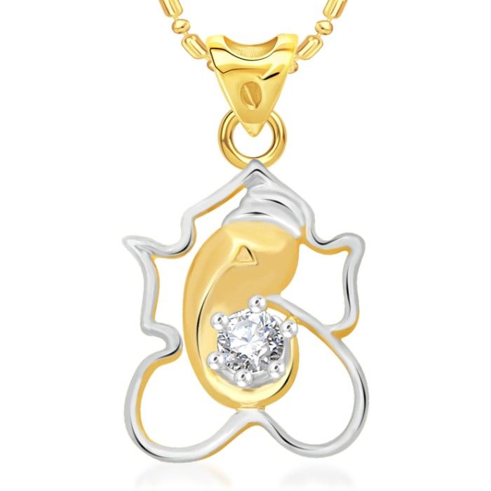 Buy Srikara Alloy Gold Plated CZ / AD Ekaakshara Fashion Jewelry Pendant with Chain - SKP2051G - Purplle