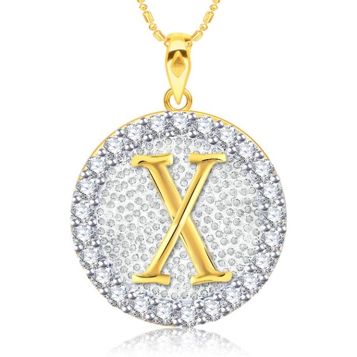 Buy Srikara Alloy Gold Plated CZ/AD Initial Letter X Fashion Jewellery Pendant Chain - SKP2206G - Purplle