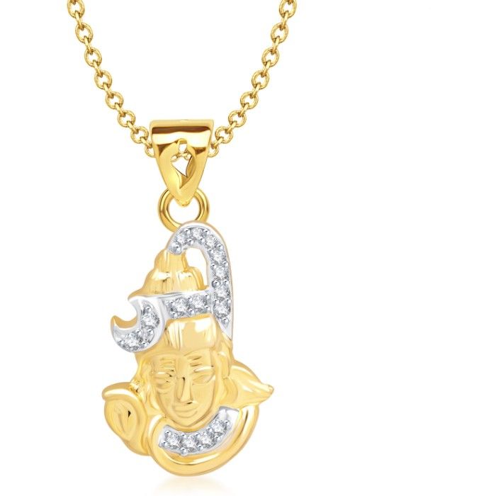 Buy Srikara Alloy Gold Plated CZ/AD Lord Shankar Fashion Jewelry Pendant with Chain - SKP1331G - Purplle