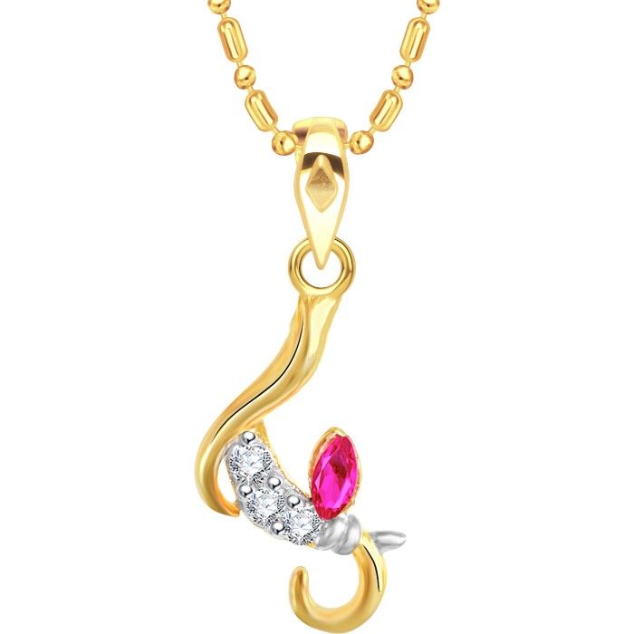 Buy Srikara Alloy Gold Plated CZ Ganesh Initial Letter "F" Fashion Jewellery Pendant - SKP2241G - Purplle