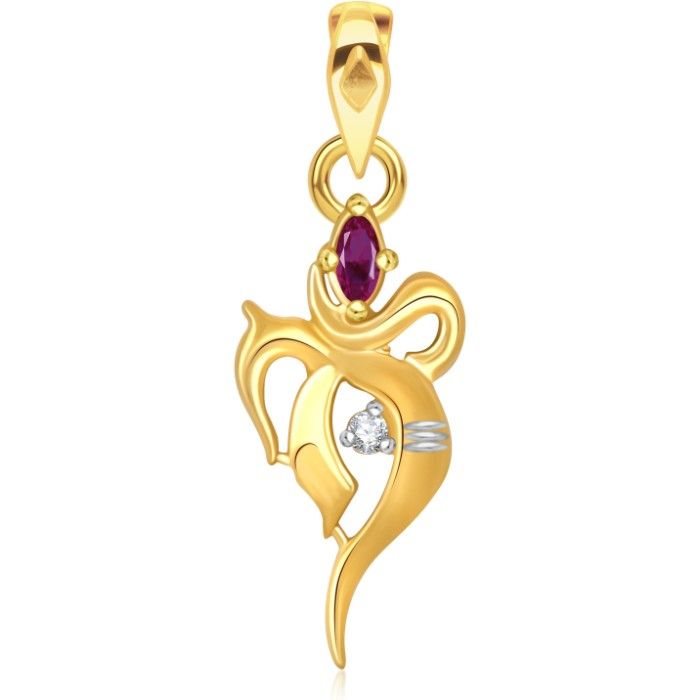 Buy Srikara Alloy Gold Plated CZ / AD Sumukh Fashion Jewellery Pendant with Chain - SKP1608G - Purplle