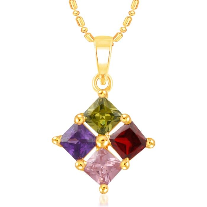 Buy Srikara Alloy Gold Plated CZ/AD Stone Flower Fashion Jewelry Pendant with Chain - SKP2354G - Purplle